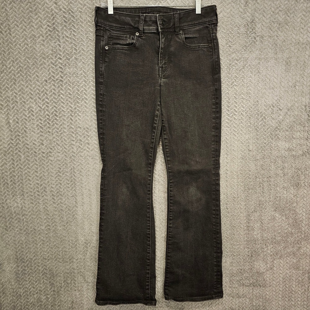 American Eagle Kick Boot Jeans Womens 8 Regular Washed Black Next Level Stretch
